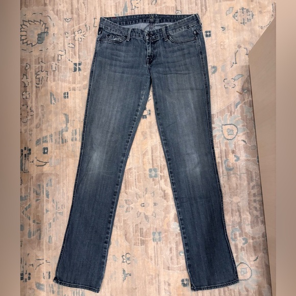 7 For All Mankind Vintage Carol Low Waist Straight Leg Blue Jeans Size 30 - Picture 4 of 9